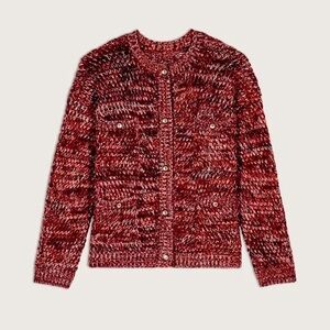 ba&sh metallic burgundy and White Knit Cardigan
